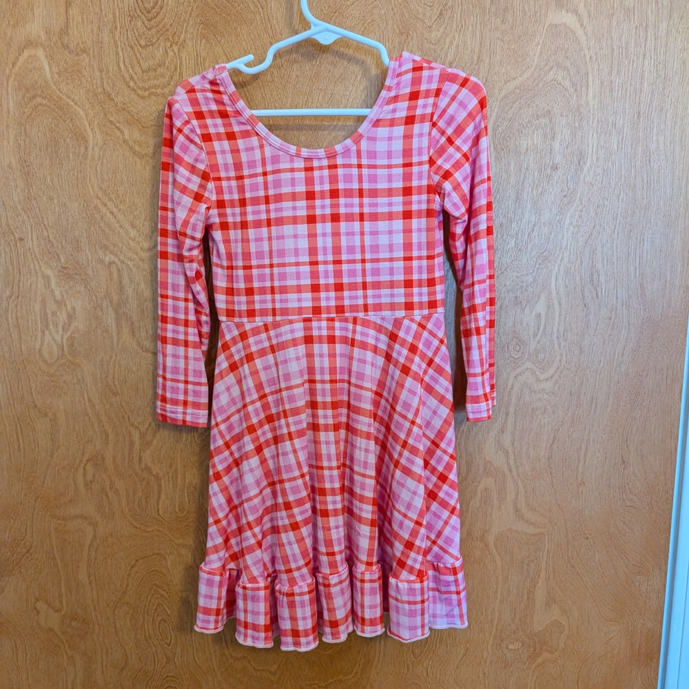 Pink and Red Plaid Bamboo Dress